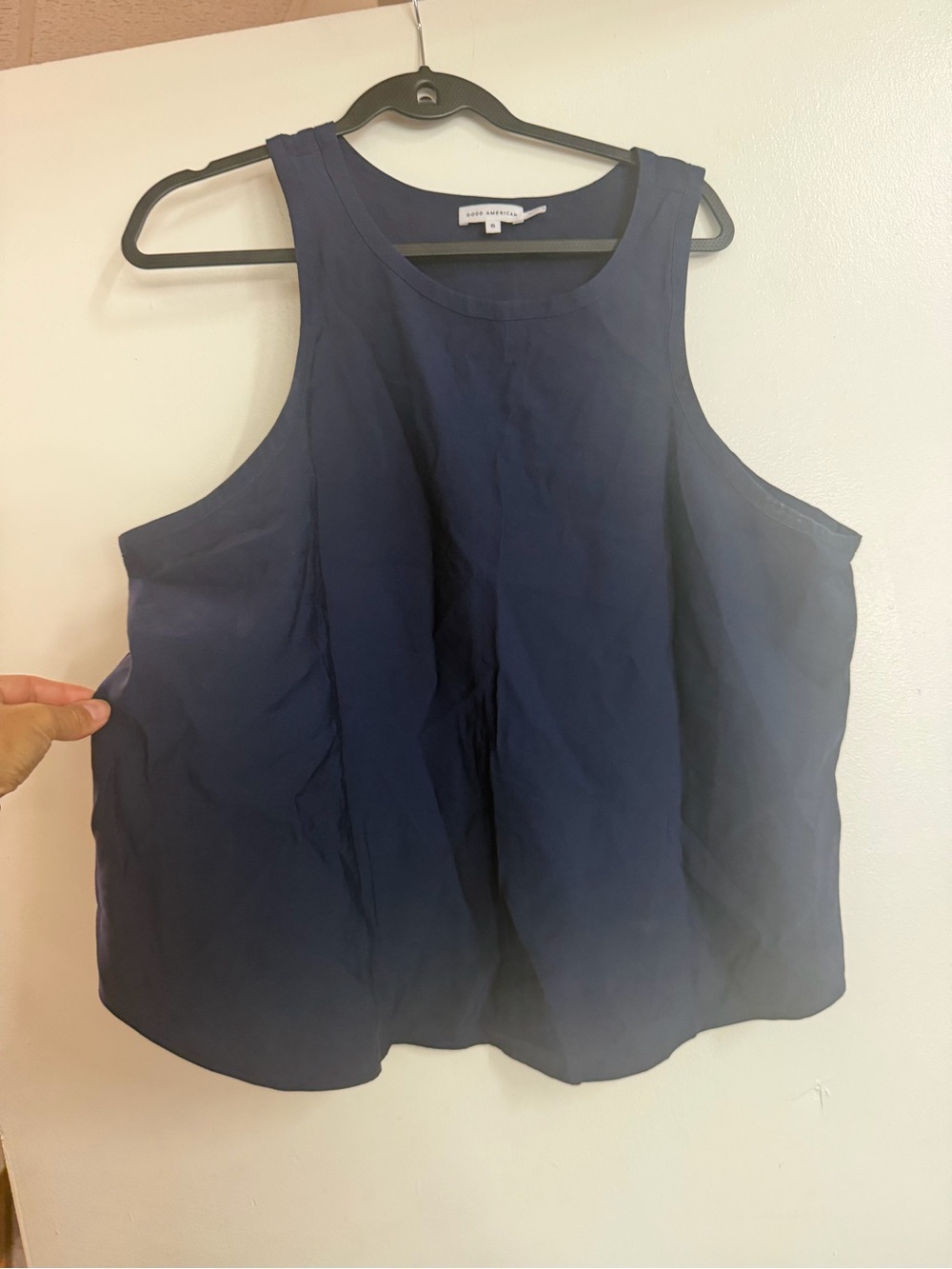Good American Navy Woven Cut-In Lightweight Tank Top size 5